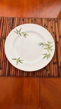 Narumi Japan Bamboo Fine China Dinner Plates 10.5 " Gold Trim Set of 5 Vintage